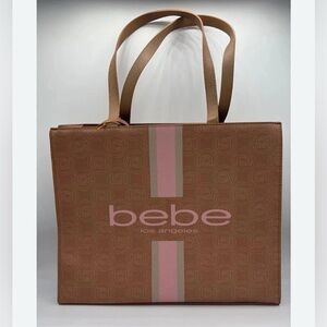 Bebe Tan and Pink Tote Bag